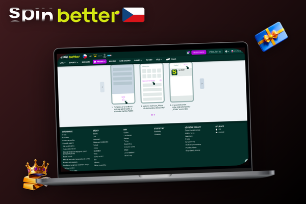 Hráč u monitoru využívá Spinbetter desktop verzi pro delší herní seance