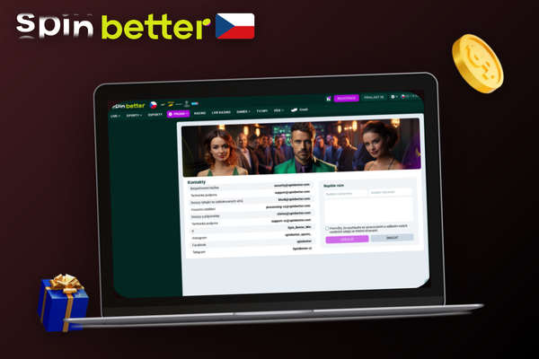 Spinbetter kontakt přes živý chat na mobilu i notebooku kdekoli v ČR