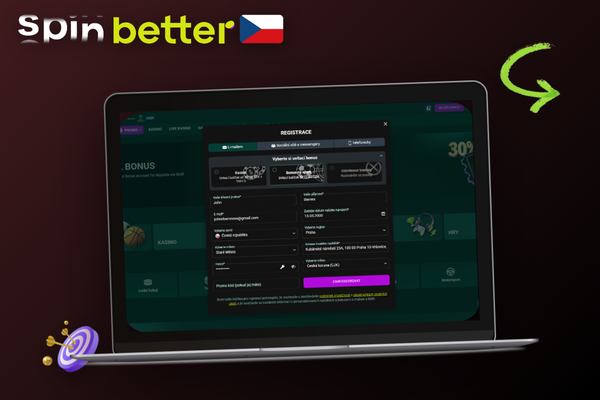 Před Spinbetter registrací si připravte e-mail a telefonní číslo pro rychlé vyplnění formuláře
